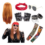 Disfraz Cosplay Rockero Axel Roses Guns Peluca+ Accesorios