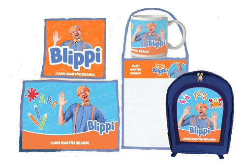 Set De Jardin Blippi Personalizado Con Mochila Con Nombre