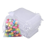 100 Bolsitas De Organza Blancos Liston Chicas Joyeria Regalo