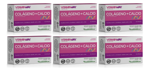 Vitaminway Colageno Hidrolizado Calcio Capsulas Sin Tacc X6