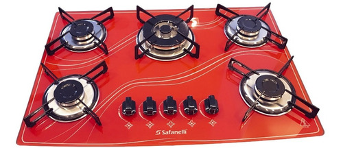 Cooktop 5 Bocas Tripla Chama Vermelho Safanelli