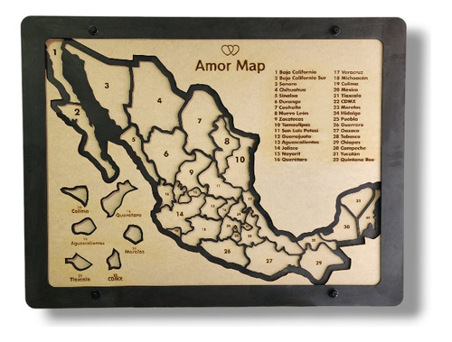 Amor Map - México + Marco Para Tus Fotos (60*40 Cm) 