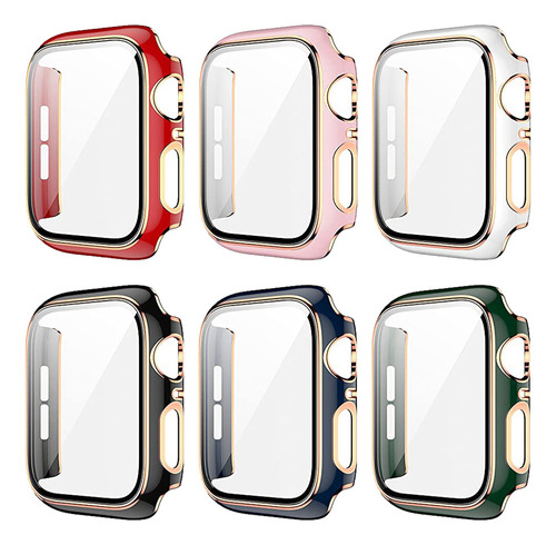 T 6 Micas + Funda Para Apple Watch 8 7 Se 6 5 4 3 Rose