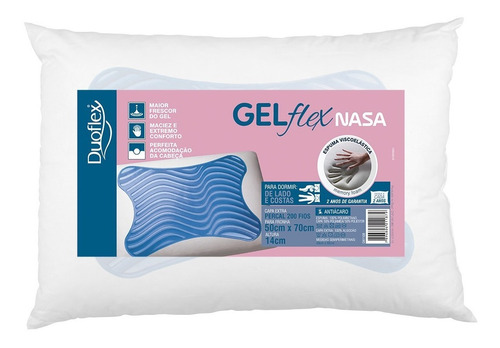 Travesseiro Inteligente Duoflex Gelflex Nasa Tradicional 68cm X 14cm Cor Branco