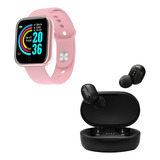 Reloj Smartwatch D20 Rosa + Auriculares Inalámbricos Negro