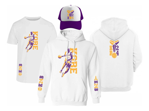 Kit Sudadera + Playera + Gorra Kobe Bryant Mamba 24 Lakers 