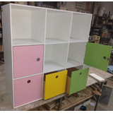 Mueble Juguetero Cubos Con 2 Puertas Y 3 Cajones De Apoyo