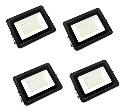 Reflector Led 100w Luz Fria Alta Potencia Exterior Pack X4