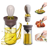 Condimentero Aceitero Con Pincel Silicona Vidrio Dispenser