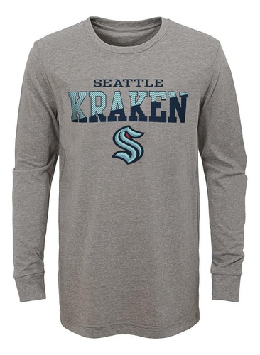 Seattle Kraken Juniors - Playera De Manga Larga Logotip...