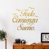 Vinil Frases Calcomania Para Pared Decorativa Mensajes Color Dorado