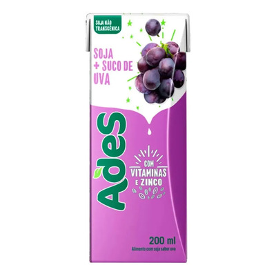 Bebida De Soja Sabor Uva Ades 200ml Kit C\u002F20 | Parcelamento sem juros