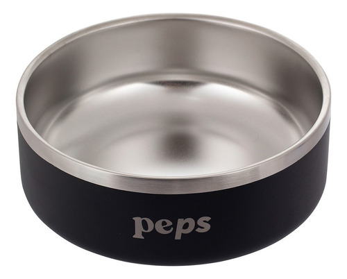 Comedero Perro Peps Plato Comedor Mascotas Acero Inoxidable Color Negro