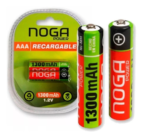 Pilas Recargables Aaa Noga 1300mah Blister X 2 Unidades