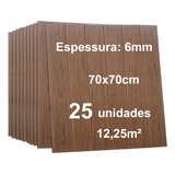 25 Placas 3d Espuma Autoadesivo 70x70cm Madeira Nogueira 6mm