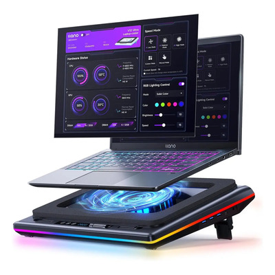 Laptop llano V12 Ultra Base de Refrigeración para con Control Inteligente por Software, Ventilador RGB Gaming, Ventilador Turbo de 5.5\