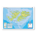 Mapa Islas Malvinas -físico/político- Plastificado 70x100cm