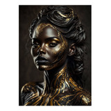 Quadros 3d Grande Tela Art Mulher Negra C Dourado 4 130x90