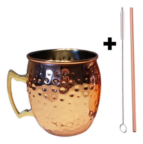 Tazon Mug Cobre 500 Ml + Bombilla Y Cepillo