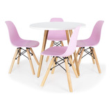 Mesa Eiffel Infantil 60cm 4 Cadeiras Eames Kids Pés Palito