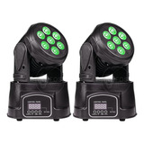 Kit 2 Mini Moving Head Wash Led 7x12w Quadriled Rgbw Audio