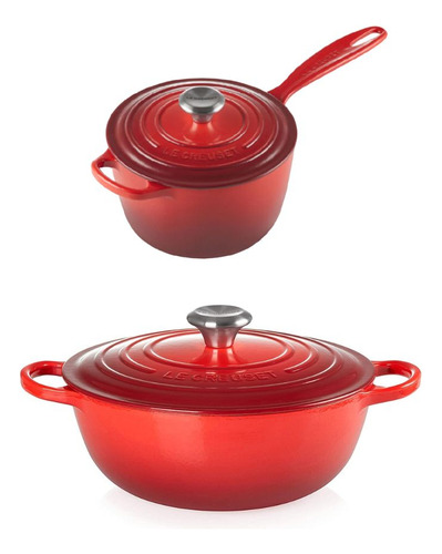 Kit Le Creuset Panela Marmita 26cm E Molheira 16cm Vermelho