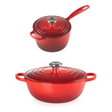 Kit Le Creuset Panela Marmita 26cm E Molheira 16cm Vermelho