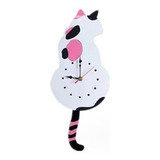 Reloj De Pared Con Péndulo Con Forma De Gato Blanco, Reloj C