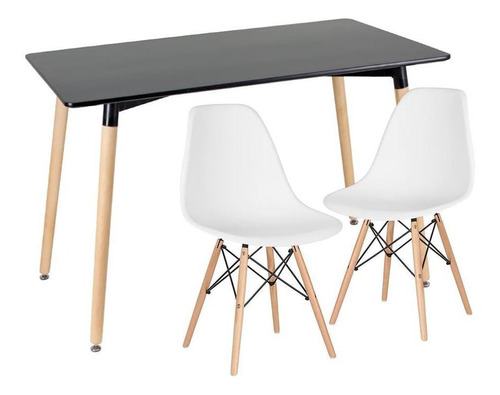 Kit Mesa Jantar Eames Retangular + 2 Cadeiras Eames Eiffel