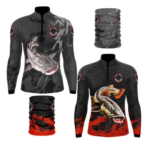 Kit 2 Camisas Camisetas De Pesca + Bandana Proteção Uv 50+