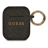 Funda Case Guess Cubierta Anillo Silicon Logo Airpod Negro