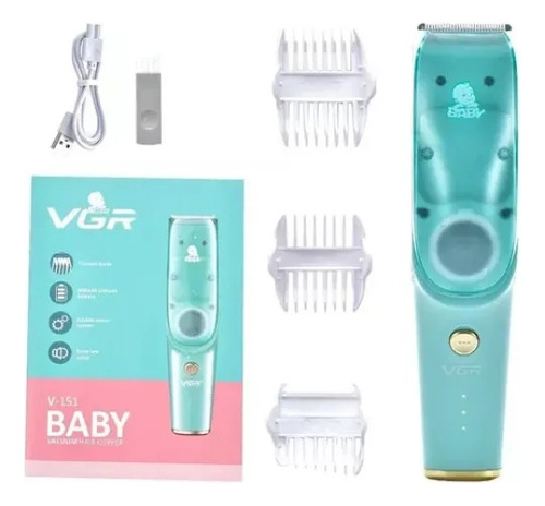 Máquina Cortar Cabelo Automática Com Sucção Para Bebê Verde