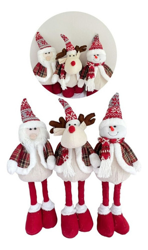 Pack 3 Monos Patas Largas Navideño 50cm