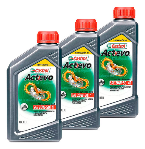 Aceite Castrol Actevo 20w50 4t Mineral Pack X 3 Litros