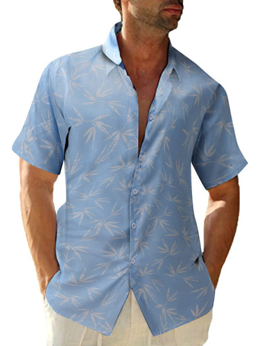 Camisa De Playa Hawaiana De Manga Suave Corta Estampada Para