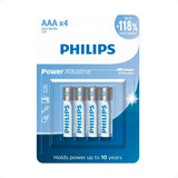  Pilha Alkalina Palito Aaa Philips Com 4 Unidades Lr03p4b/59