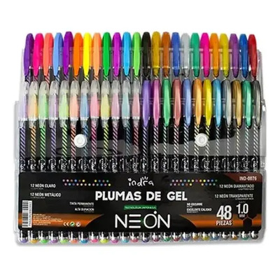 Plumas De Gel 48 Colores Indra Neon 1.0 Mm | MercadoLibre