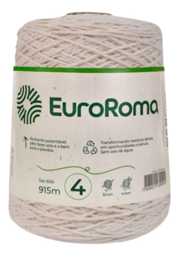 Barbante Cru 600g Euroroma Crochê Escolha Número 4,6,8,10