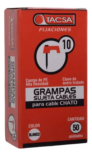 Grampas Sujeta Cable Tacsa N° 10 - Para Cable Chato - 50 U