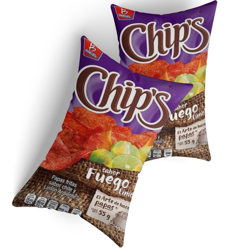 Almohada Gigante Chips Fuego 60x40 Cm Envio Gratis