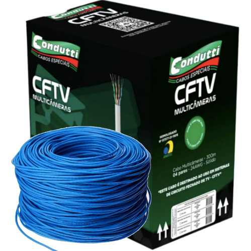 Caixa Cabo Rede Cat5 Azul Cftv Multilaser 4 Pares 200 Metros