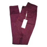 Calça Jeans Miller Deluxe Skinny Destroyed Cor Marsala