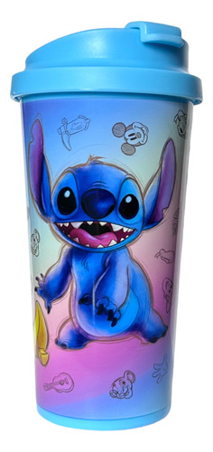 Mug Vaso Plastico Con Tapa Disney 100 Años Stitch Minnie 500