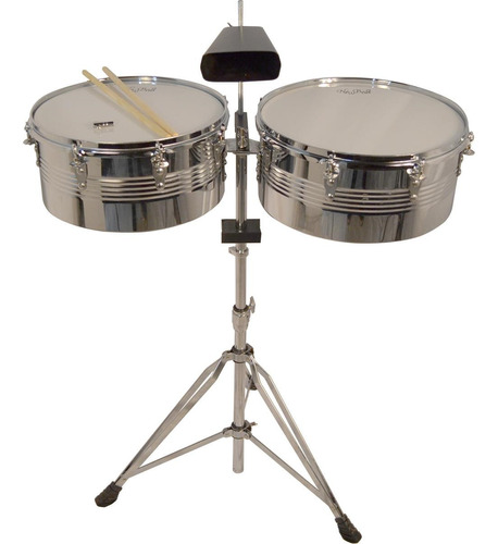 New Beat Lt-256c Timbales 14 Y 15 Pulgadas Base Y Cencerro