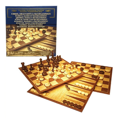 Juego Spin Master Ajedrez Damas Y Backgammon 3 En 1, 3+ | MercadoLibre