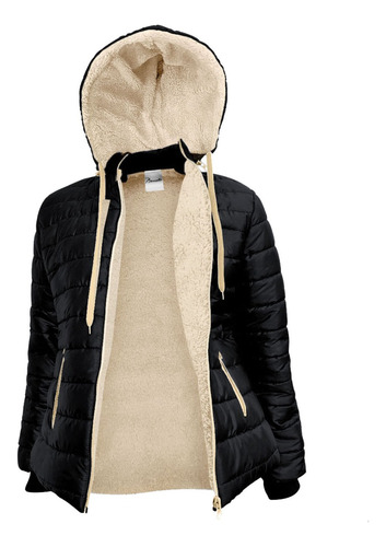 Campera Inflable Mujer Con Corderito Capucha Desmontable G6