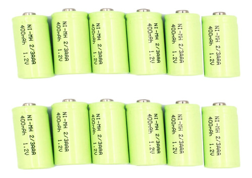 12 Paquetes De 1.2 V 2/3 Aaa 400 Mah Nimh Baterías Recargabl