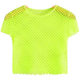 Blusa Crop Top Red Para Mujer Manga Corta Neon