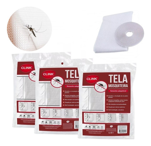 3 Unidade Tela Para Janela Contra Mosquito Pernilongo + Fita