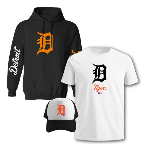 Paquete: Sudadera + Playera + Gorra Detroit Tigers